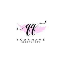 QQ Initial handwriting logo template vector