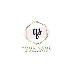 QS Initial handwriting logo template vector