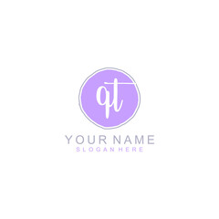 QT Initial handwriting logo template vector