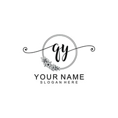 QY Initial handwriting logo template vector