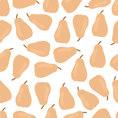 Pear seamless pattern isolated on white background. Vector hand drawn illustartion.