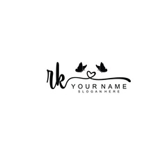 RK Initial handwriting logo template vector