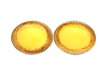 fresh baked egg tart isolated on white background