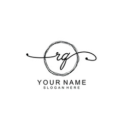 RQ Initial handwriting logo template vector