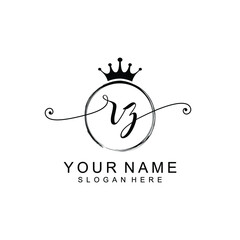 RZ Initial handwriting logo template vector