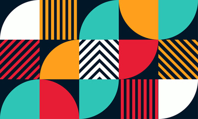 Obraz premium Abstract bauhaus pattern design. Vector pattern design in Scandinavian style for branding package, banner, business presentation, wallpaper and fabric print. 