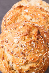 Fresh baked homemade wholegrain rolls or bread