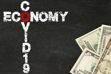 Dollar Geldscheine, Wirtschaft und Pandemie Covid-19 in USA