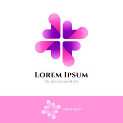 Health care logo. Medical cross with heart logo concept