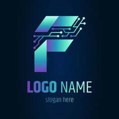 Letter F technology logo, gradient logo template ready for use