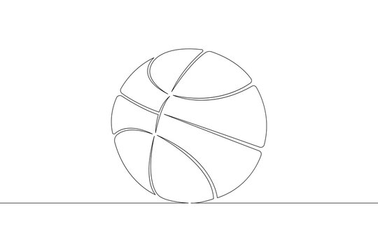 Basketball ball. Game sports equipment. One continuous drawing line  logo single hand drawn art doodle isolated minimal illustration.