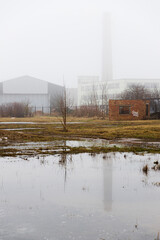 Liepaja. The surroundings of the canal in all mist
