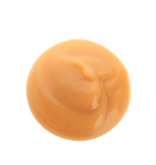 Tasty apple jam on white background