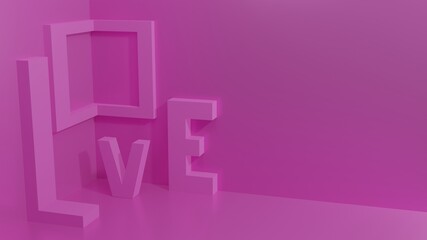 Love abstract background 3D render