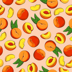 Exotic fruit seamless pattern  in hand-drawn style