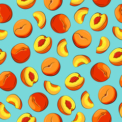 Exotic fruit seamless pattern  in hand-drawn style