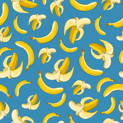 Exotic fruit seamless pattern  in hand-drawn style