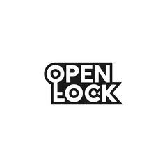 Open lock text, creative logo design.