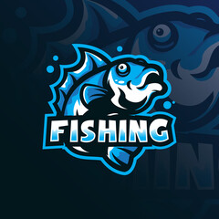 fish mascot logo design vector with modern illustration concept style for badge, emblem and t shirt printing. fishing logo illustration.