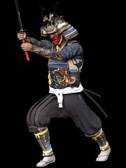 Software rendering Japanese armor samurai