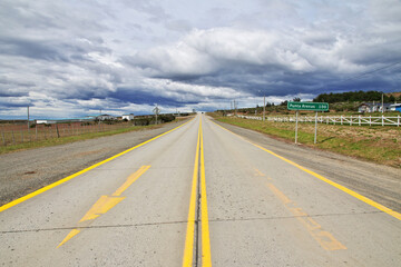 The highway to Punta Arenas in Patagonia, Chile