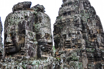 Fototapeta premium The view of Bayon temple in Siem Reap in Cambodia. Angkor complex.