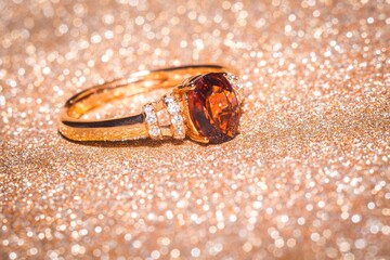 Gold ring with garnet