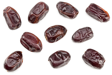 date fruits isolated on white background. clipping path. top view