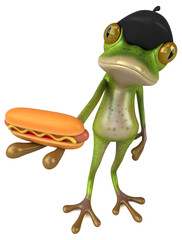 Fun french frog - 3D Illustration