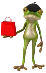 Fun french frog - 3D Illustration