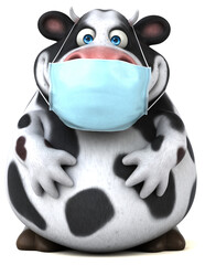 Fun 3D cartoon cow with a mask