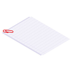 paper with note clip icon isometric style