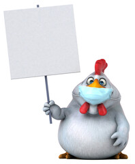 Fun 3D cartoon chicken with a mask