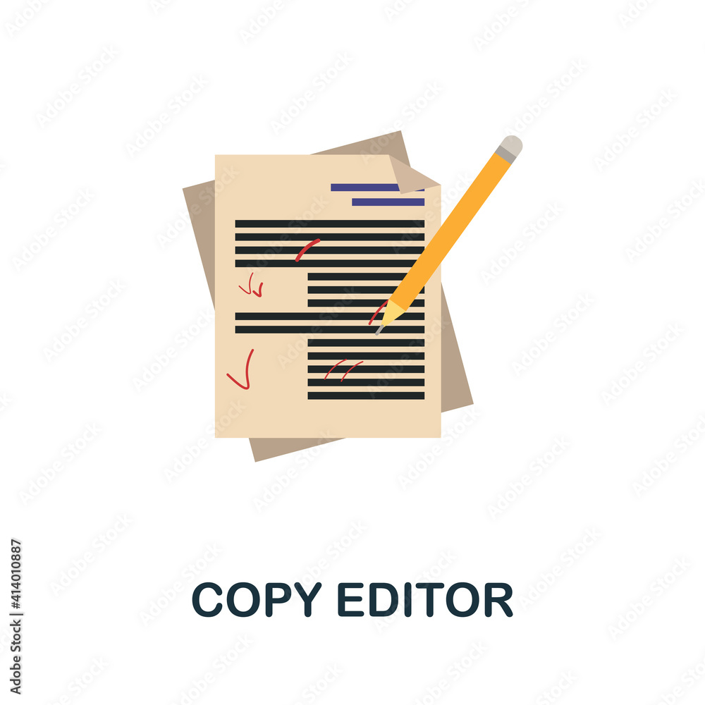 Poster copy editor flat icon. color simple element from freelance collection. creative copy editor icon for