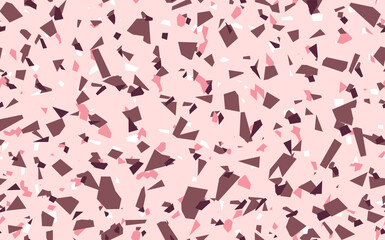 Geometric pink terrazzo seamless pattern. Abstract colourful modern background. Stone fashion design for web and print. Venetian tile, flooring home decor. Chaotic pastel texture