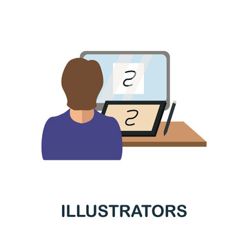 Illustrators flat icon. Color simple element from freelance collection. Creative Illustrators icon for web design, templates, infographics and more