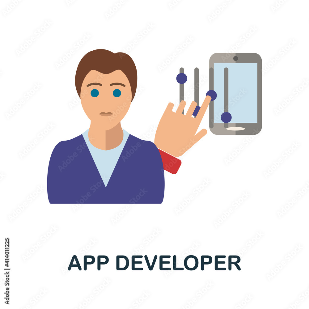 Poster app developer flat icon. color simple element from freelance collection. creative app developer icon