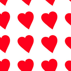 Red heart on a white background seamless pattern for textile design, wrapping paper,