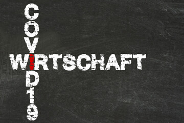 Kreidetafel, Wirtschaft und Pandemie Covid-19