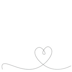Heart one line drawing vector illustration