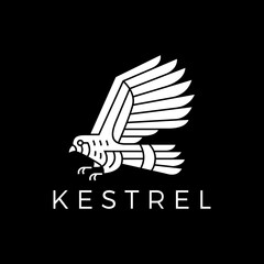kestrel bird black background logo vector icon illustration - obrazy, fototapety, plakaty