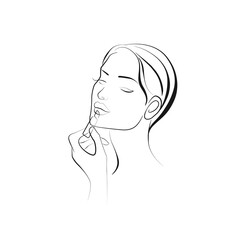 Woman Face Continuous One Line Drawing. Female Art Print Line Drawing Sketch Illustration. Woman Face Modern Print. Minimalist Female Contour Art Design. Vector EPS 10.