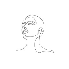 Woman Face Continuous One Line Drawing. Female Art Print Line Drawing Sketch Illustration. Woman Face Modern Print. Minimalist Female Contour Art Design. Vector EPS 10.