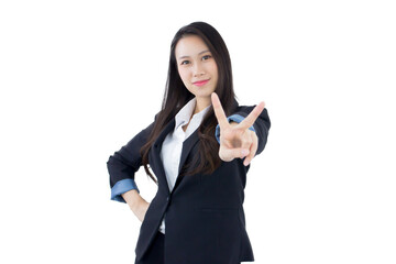 Businesswomen in positive gesture emotion. isolate white background.