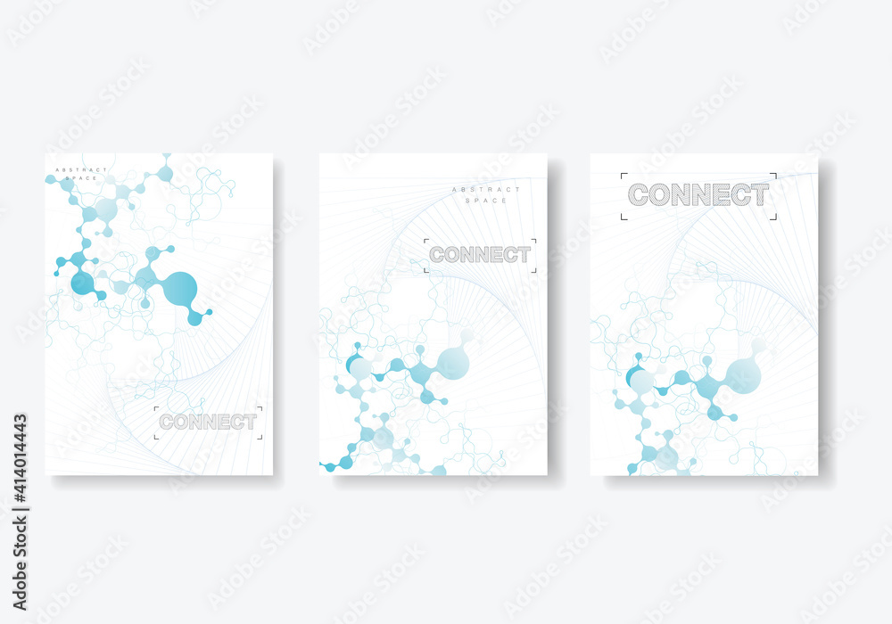 Aufkleber Modern abstract icon with blue network technology. Digital science technology concept. Business technology concept. Business network concept. Digital communication. Abstract vector background