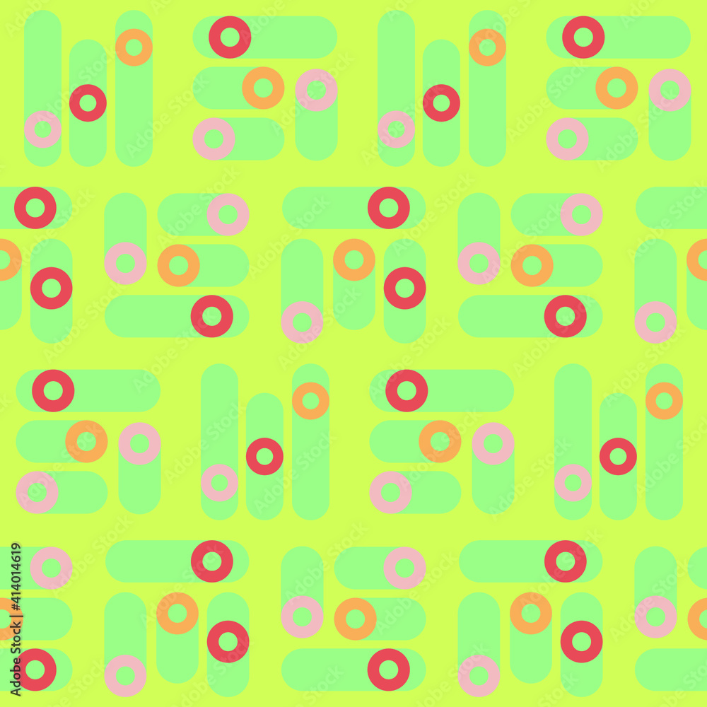 Poster spring seamless geometric pattern with the image of circles, ovals, tori. vector design for web bann