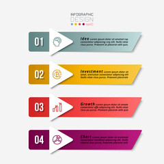 Rectangular sign 5 work steps for planning work in a business or organization. vector infographic.