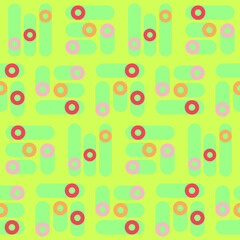 Spring seamless geometric pattern with the image of circles, ovals, tori. Vector design for web banner, business presentation, brand package, fabric, print, wallpaper, postcard.