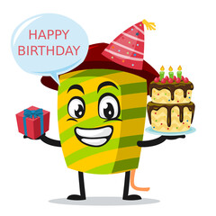 vector illustration of firework mascot or character celebrate birthday party