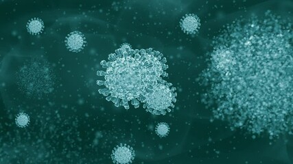 Vaccine curing the Coronavirus COVID-19 by dissolving the diseased cells under the microscope as a concept. Coronavirus cells disappearing as a reaction to the vaccine. Virus cells evaporating. - Powered by Adobe